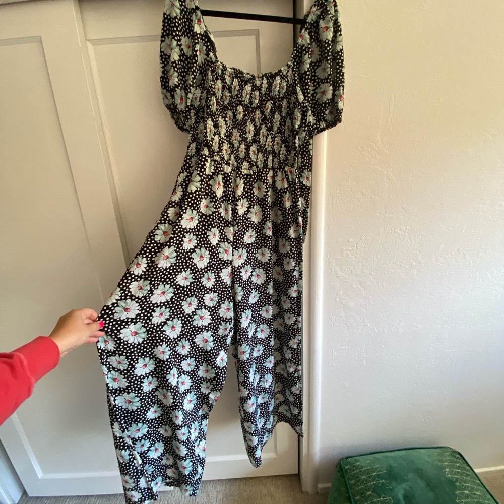 Floral Tie Back Wide Leg Jumpsuit